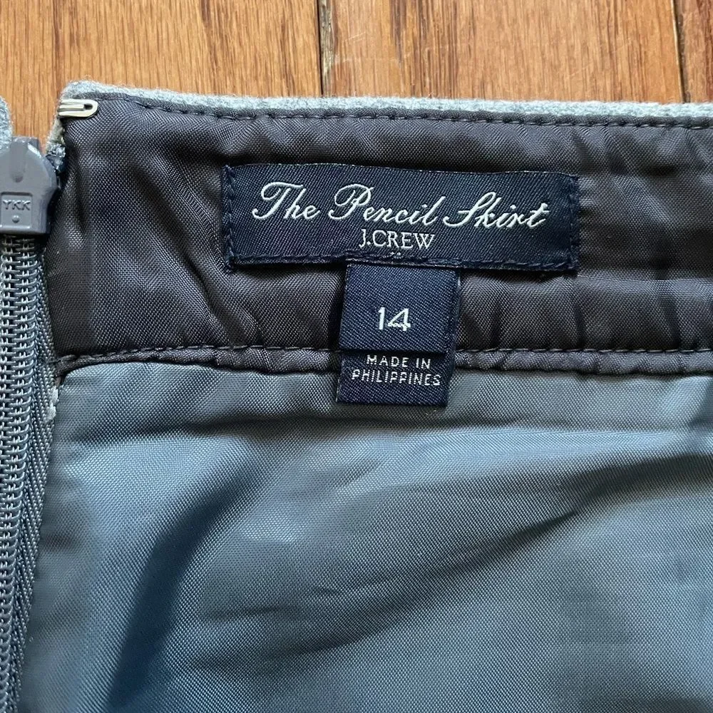 J. Crew Light Gray The Pencil Skirt Wool Women’s Sz 14 - Picture 5 of 9